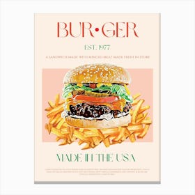 Burger Mid Century Canvas Print