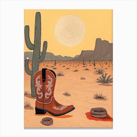 A Cowboy Boot In The Desert 3 Canvas Print