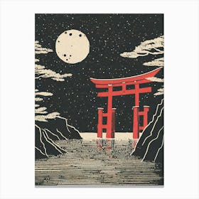 Torii Gate Of Itsukushima Shrine Ukiyo-E Style Canvas Print