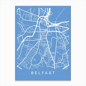 Belfast Map Blueprint Canvas Print
