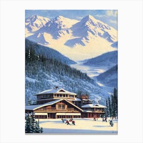 Alyeska, Usa Ski Resort Vintage Landscape 4 Skiing Poster Canvas Print