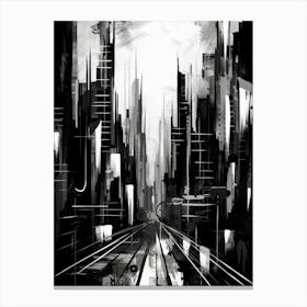 Cityscape Abstract Black And White 5 Canvas Print