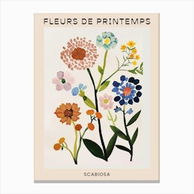 Spring Floral French Poster  Scabiosa 1 Canvas Print