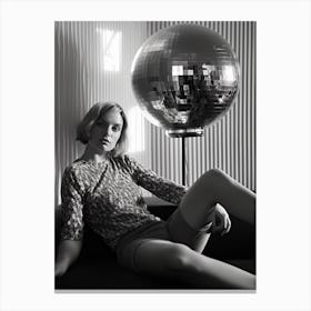 Disco Ball Woman Black And White Photography 1 Canvas Print