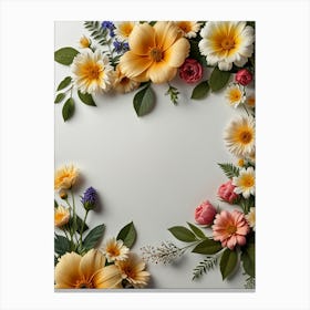 Floral Frame On White Background Canvas Print