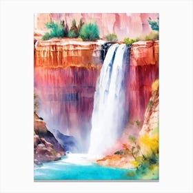 Havasu Falls, United States Water Colour  (1) Canvas Print