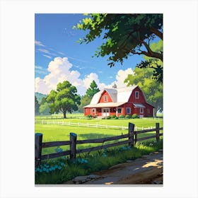 Red Barn In The Countryside 1 Canvas Print