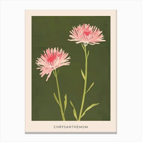 Pink & Green Chrysanthemum 3 Flower Poster Canvas Print
