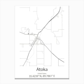 Atoka,United States Minimalist Map 1 Canvas Print