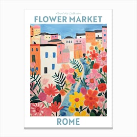 Rome Italy Blue Flower Market Floral Art Print Travel Print Plant Art Modern Style Canvas Print