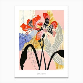 Colourful Flower Illustration Poster Geranium 3 Canvas Print