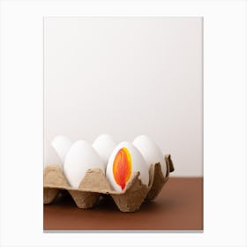 White Egg In A Carton Canvas Print