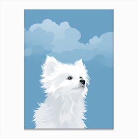 White Dog In The Sky Canvas Print