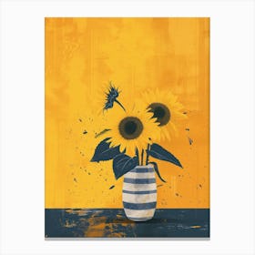 Sunflowers Flowers On A Table   Contemporary Illustration 2 Canvas Print
