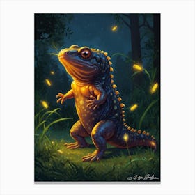 Lizard With Fireflies Canvas Print