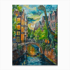 Dinosaur In The Canals Of Amsterdam 1 Canvas Print