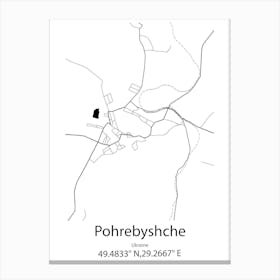 Pohrebyshche,Ukraine Minimalist Map Toile