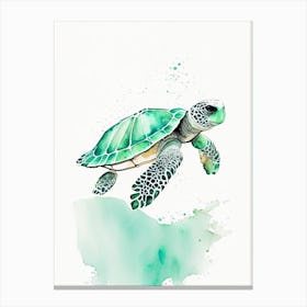 Flatback Sea Turtle (Natator Depressus), Sea Turtle Minimalist Watercolour 1 Canvas Print