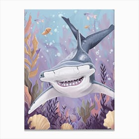 Purple Hammerhead Shark Seascape Canvas Print