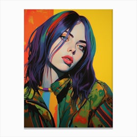 Billie Eilish Colour Pop Art Portrait 6 Canvas Print