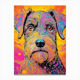 Colourful Schnauzer Dog Portrait Canvas Print