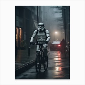 Stormtrooper On A Bike 2 Canvas Print