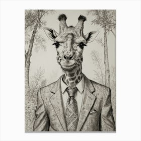 Giraffe In Suit 7 Canvas Print