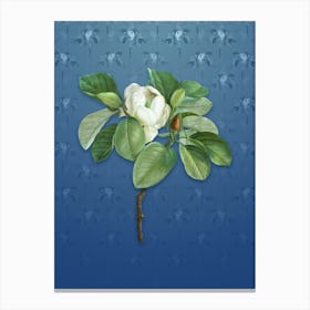 Vintage Magnolia Elegans Botanical on Bahama Blue Pattern n.1518 Canvas Print