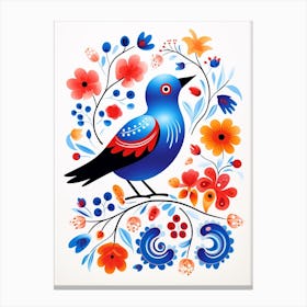 Scandinavian Bird Illustration Bluebird 5 Canvas Print