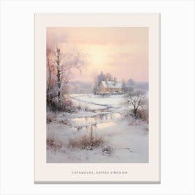 Dreamy Winter Painting Poster Cotswolds United Kingdom 3 Canvas Print