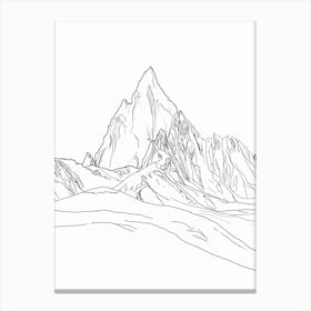 Mont Blanc France Italy Line Drawing 4 Canvas Print
