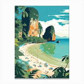 Railay Beach, Krabi, Thailand, Matisse And Rousseau Style 1 Canvas Print