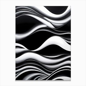 'Waves', black and white monochromatic art Canvas Print