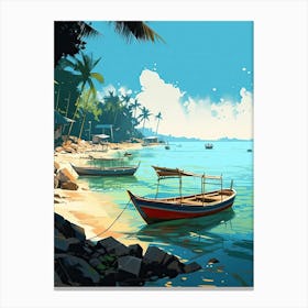 Phu Quoc, Vietnam, Flat Illustration 3 Canvas Print