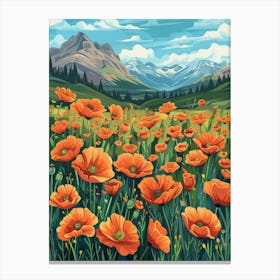 Poppies In The Mountains 4 Canvas Print