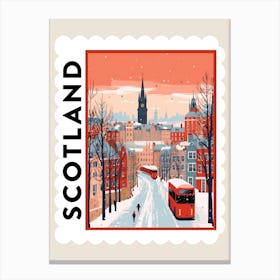 Retro Winter Stamp Poster Edinburgh Scotland 5 Canvas Print