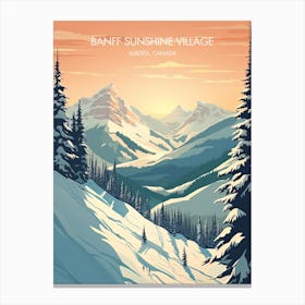 Poster Of Banff Sunshine Village   Alberta, Canada   Colorado, Usa, Ski Resort Illustration 1 Canvas Print
