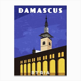 Damascus, Syria - Retro travel minimalist poster Canvas Print