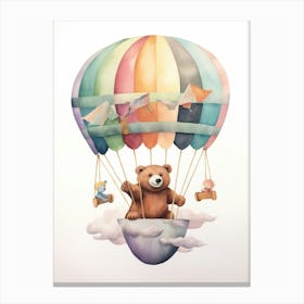 Baby Bear 6 In A Hot Air Balloon Canvas Print