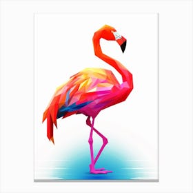 Colourful Geometric Bird Flamingo 1 Canvas Print