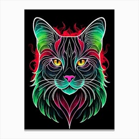 Neon Cat Portrait (2) Canvas Print