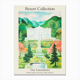 Poster Of The Greenbrier   White Sulphur Springs, West Virginia   Resort Collection Storybook Illustration 4 Canvas Print