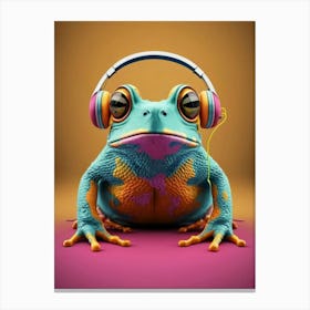 Frog With Headphones 5 Canvas Print