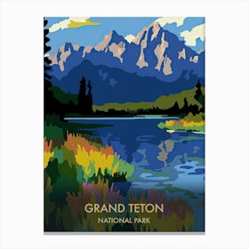 Grand Teton National Park Travel Poster Matisse Style 4 Canvas Print