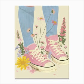 Illustration Pink Sneakers And Flowers 2 Canvas Print