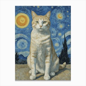 Starry Night Smart Cat Canvas Print