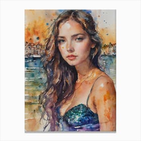 Watercolor Of A Woman 11 Canvas Print