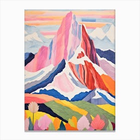 Mount Saint Elias Canada 1 Colourful Mountain Illustration Canvas Print