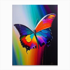 Butterfly On Rainbow Oil Painting 1 Canvas Print