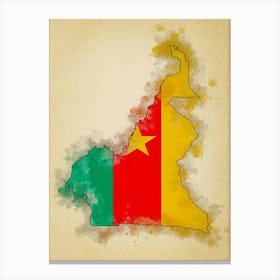 Cameroon Flag Vintage Canvas Print